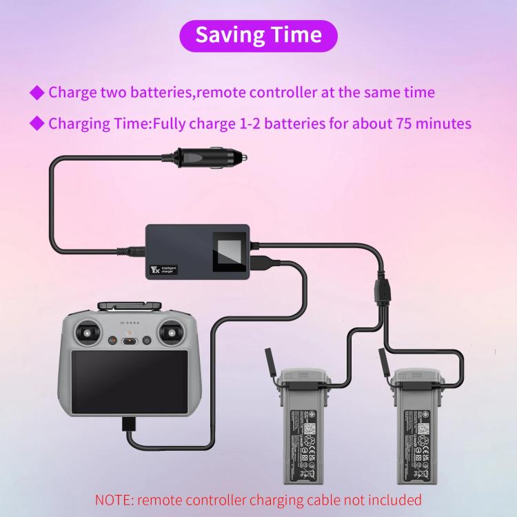 For DJI Air 3S /Air 3 YX Digital Display Car Charger Charge 2 Batteries At the Same Time, Car Charger For DJI Air 3S /Air 3 YX Digital Display Car Charger Charge 2 Batteries At the Same Time, Car Charger